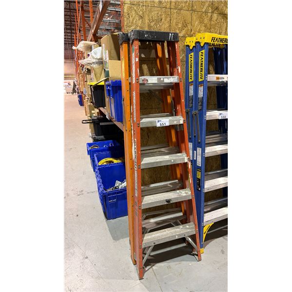 2 (ORANGE) 6FT FIBREGLASS & ALUMINIUM STEP LADDERS