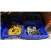 Image 2 : 4 PLASTIC STORAGE BINS AND 3 BLACK ROLLER TOOL CASES OF ASSORTED CABLE AND EXTENSION