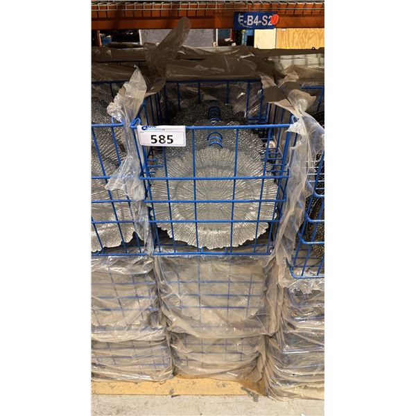 (9) BANQUET INDUSTRY TRANSPORT CRATES OF 12 1/2" PLATES - APPROX, 108 PLATES TOTAL