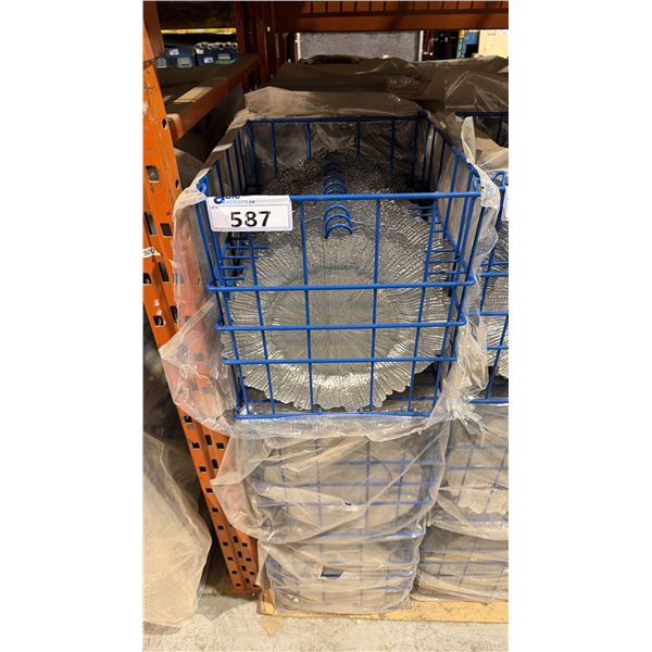 (9) BANQUET INDUSTRY TRANSPORT CRATES OF 12 1/2" PLATES - APPROX, 108 PLATES TOTAL