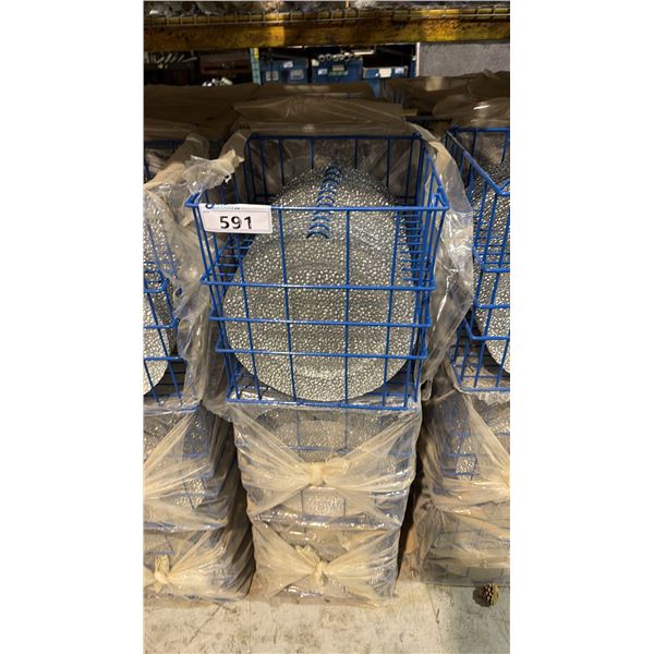 (9) BANQUET INDUSTRY TRANSPORT CRATES OF 12 1/2" PLATES - APPROX, 108 PLATES TOTAL