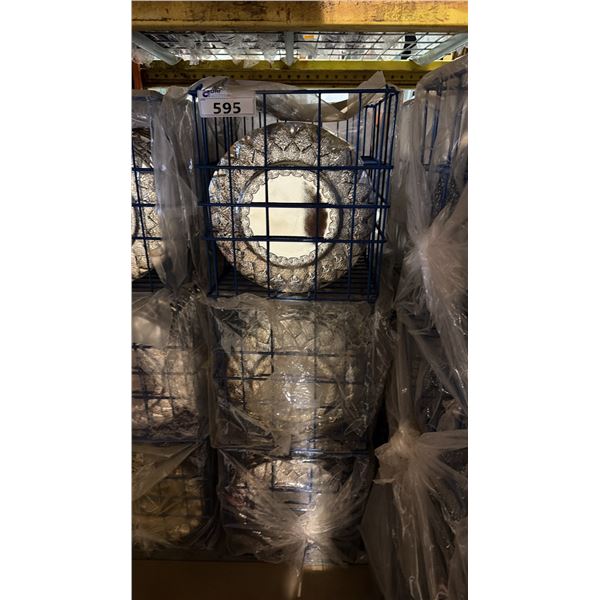 (6) BANQUET INDUSTRY TRANSPORT CRATES OF 12 1/2" PLATES - APPROX, 72 PLATES TOTAL