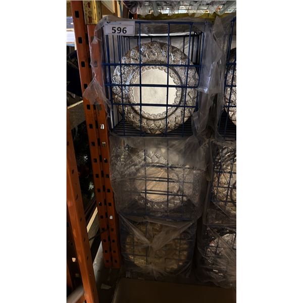 (6) BANQUET INDUSTRY TRANSPORT CRATES OF 12 1/2" PLATES - APPROX, 72 PLATES TOTAL