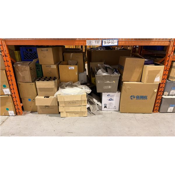 ONE PALLET SHELF SECTION FULL OF ASSORTED BANQUET/EVENT  ITEMS - WINE BOTTLES/LIGHTING