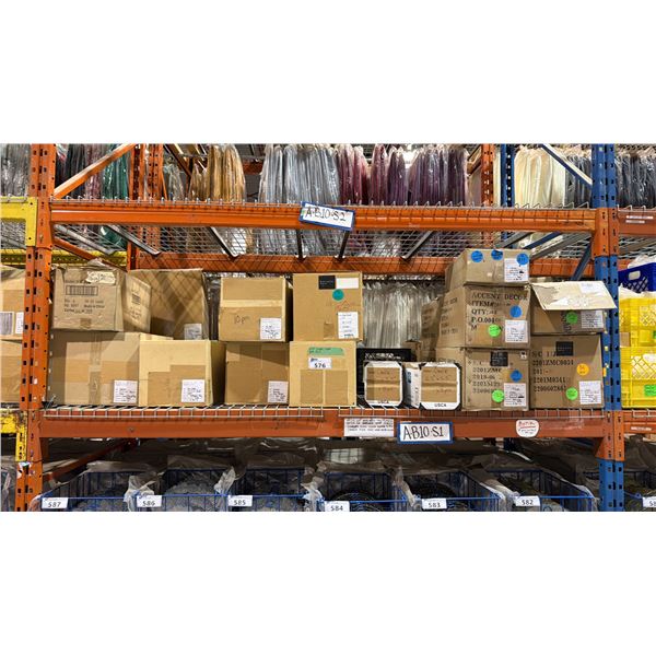ONE PALLET SHELF SECTION FULL OF ASSORTED BANQUET/EVENT  ITEMS - CENTERPIECE TRAYS, CANDLE PLATES,