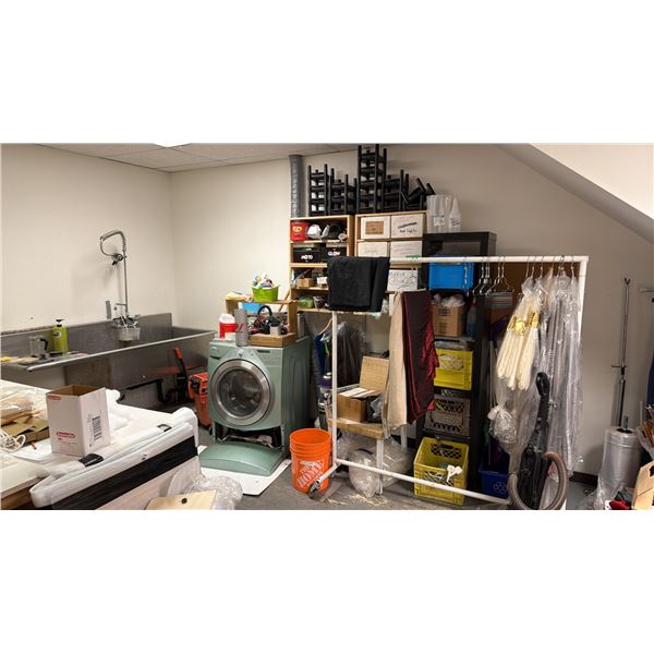 CONTENTS OF SUPPLY ROOM - OFFICE/SHOP SUPPLIES, STORAGE CABINETS, FILING CABINETS, TABLES,