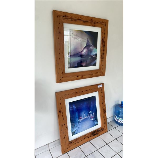 PAIR OF SOLID PINE PICTURE FRAMES - APPROX. 36" X 36"