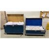 Image 1 : 2 MOBILE TRANSPORT BOXES OF WHITE TABLE CLOTHS AND TASSELS