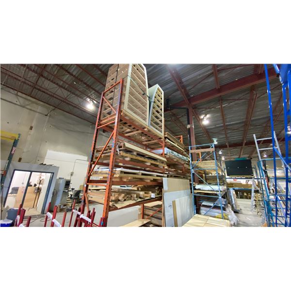(3) SECTIONS (8 BAYS TOTAL) OF PALLET RACKING (ORANG & BLUE) - (12) 16F & (12) 12FT UPRIGHTS, (46)