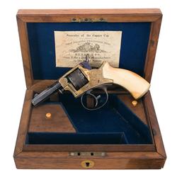 Cased Finely Engraved H.W. Egg Tranter Patent Double Action Revolver with Ivory Grip