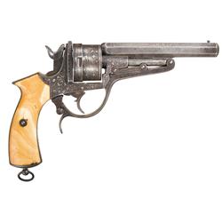 Unique Spanish Made Double Action "Galand Style" Revolver with Ivory Grips