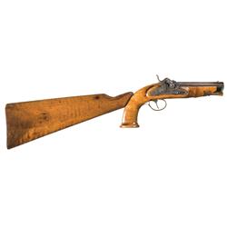 Unique Dingolfing Marked Percussion Pistol with Detachable Stock