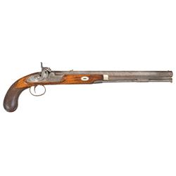 Unmarked English Target Percussion Pistol with Long Barrel