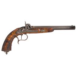 Engraved German Percussion Target Pistol Marked Meissner in Leipzig