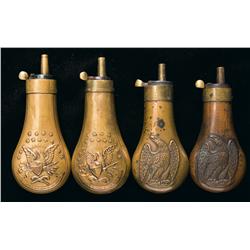 Four Powder Flasks, Including Two Colt Flasks