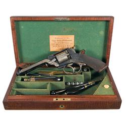 Cased Engraved Wilkinson & Son Double Action Percussion Revolver with Accessories