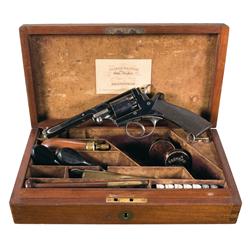 Excellent Cased Joseph Harkom Adams Patent Double Action Percussion Revolver with Accessories