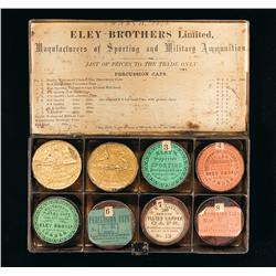 Rare Eley Brothers Display of Eight Percussion Cap Tins