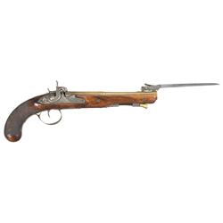 Massive Lewis Percussion Conversion Belt Pistol with Brass Barrel and Snap Bayonet