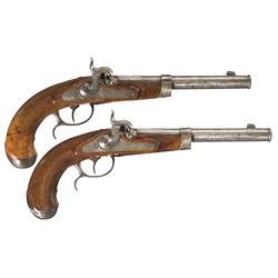 Pair of Austrian Percussion Pistols -A) Peterlongo Innsbruck Percussion Military Pistol  B) Peterlon
