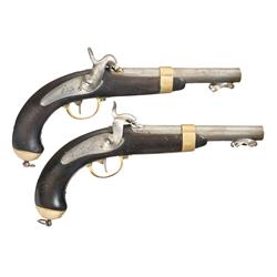 Two French Military Percussion Pistols -A) French Chatellerault Model 1837 Percussion Pistol  B) Fre