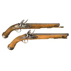 Pair of Flintlock Pistols -A) Flintlock Horse Pistol  B) Flintlock Pistol