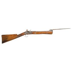 Engraved Hewson Marked English Flintlock Blunderbuss with Snap Bayonet