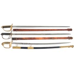 Two British Pattern 1853 Officers Swords and an Imperial German Naval Officer's Sword