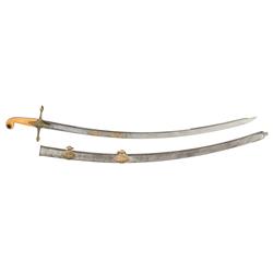 Finely Decorated German Made Mameluke Saber with Ivory Grip, Gold Plated Blade