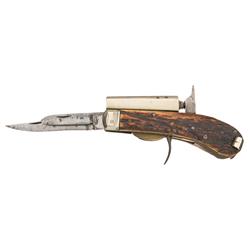 Unique Small Size James Rodgers Percussion Knife Pistol