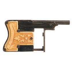 French "Le Merveilleux" Squeeze-Fire Palm Pistol with Attractive Raised Carved Ivory Grips and a Car