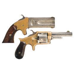 Two Antique American Handguns -A) Scarce American Arms Wheeler Patent Over Under Pistol  B) Paragon 