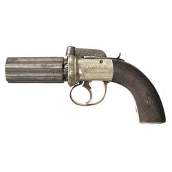 Engraved James Baker Pepperbox Pistol