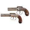 Image 1 : Two Pepperbox Pistols -A) Allen & Wheelock Pocket Size Four Shot Pepperbox Pistol  B) Scarce Manhatt