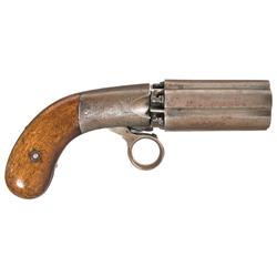 Engraved J. R. Cooper's Patent Marked Underhammer Pepperbox Pistol