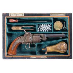 Cased Massachusetts Arms Co. Maynard Primed Belt Revolver with Accessories