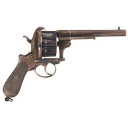Unique European Double Action Pinfire 10 Shot Revolver with CSA Marked Barrel