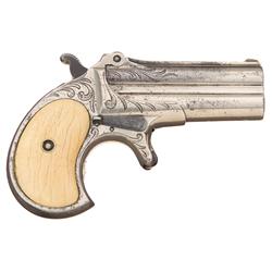 Factory Engraved Remington Over/Under Double Barrel Derringer with Ivory Grips