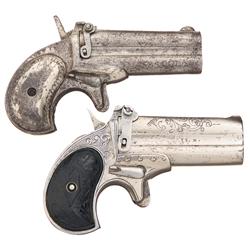 Two Spanish Over Under Derringers -A) Wexell & DeGress Copy of Remington Over Under Derringer  B) Fa
