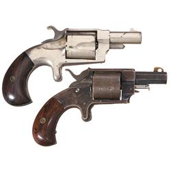 Two Antique American Revolvers -A) Hopkins & Allen XL Number 4 Spur Trigger Revolver  B) Scarce Blue