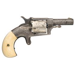 Engraved Hopkins & Allen XL Number 4 Spur Trigger Revolver with Ivory Grips