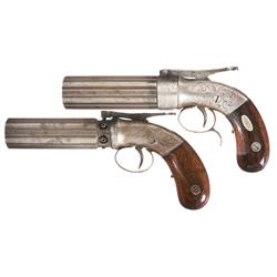 Two Stocking & Company Single Action Pepperboxes -A) Stocking & Company Single Action Pepperbox  B) 