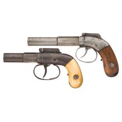 Two Allen & Thurber Single Shot Pistols -A) Rare Serial Number 1 Allen & Thurber Single Shot Pistol 