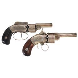 Two American Pocket Percussion Revolvers -A) Josiah Ells 1854 Patent Double Action Percussion Pocket