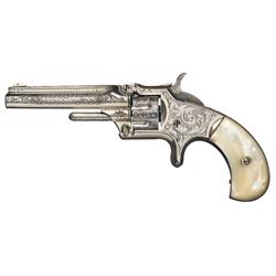 Engraved Smith & Wesson Number One Third Issue Revolver with Pearl Grips