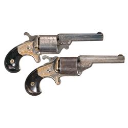 Two Moore's Patent Teat-Fire Revolvers -A) National Arms Teat-Fire Front Loading Revolver  B) Moore'