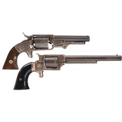 Two Antique American Revolvers -A) Scarce Bacon Arms Pocket Model Percussion Revolver  B) Uhlinger .
