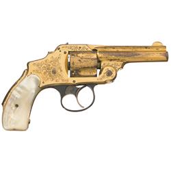 Historical Factory Engraved Gold Plated Smith & Wesson 38 Safety Hammerless Second Model Double Acti