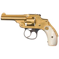 Rare Gold Plated Smith & Wesson .32 Safety First Model Double Action Revolver with Pearl Grips