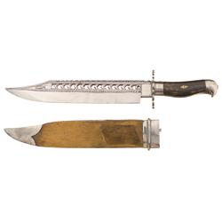 Unique Clip Point Pierced Blade Bowie Knife with Sheath